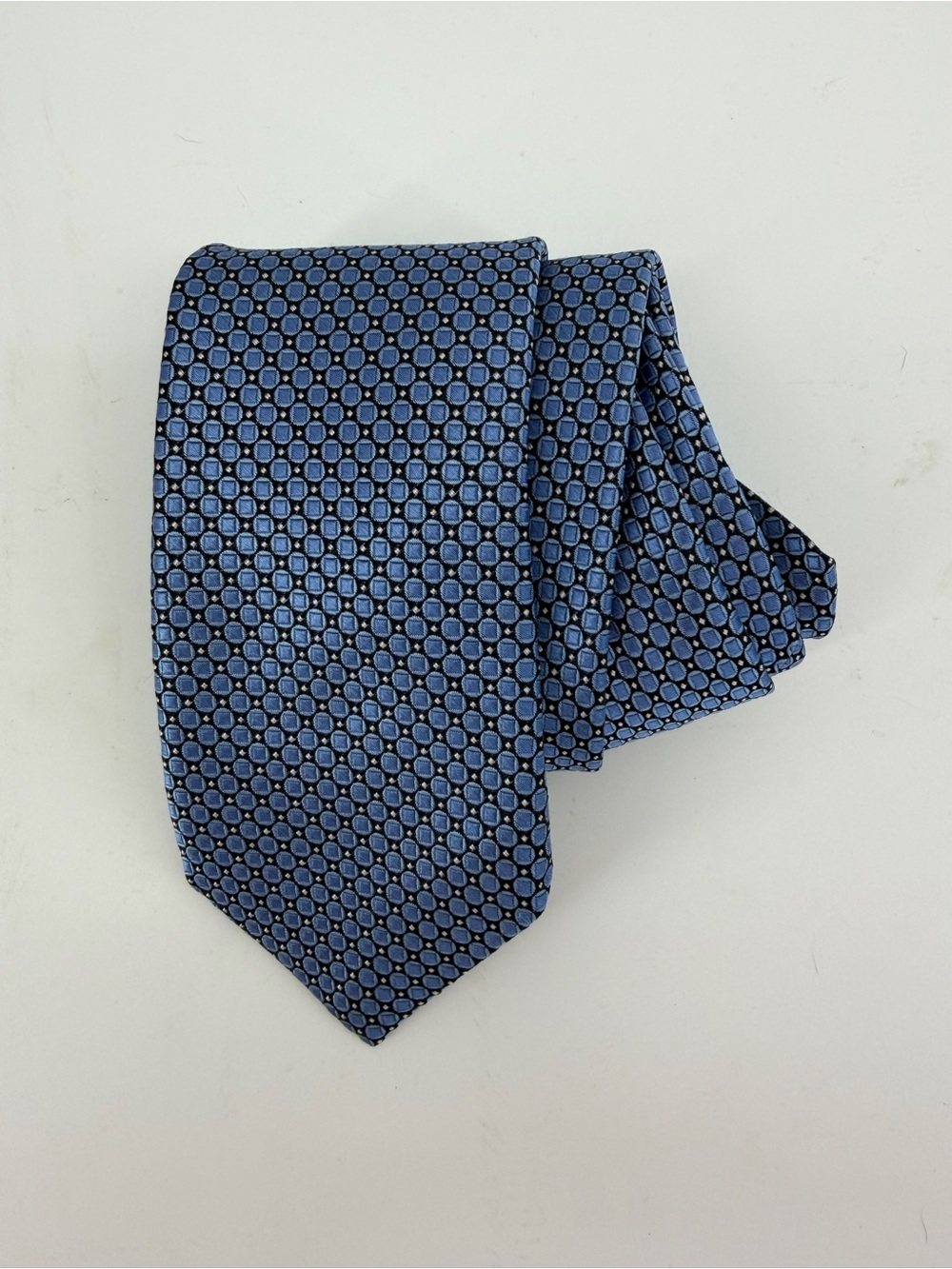 JZ Richard’s Men's Blue Micro-Pattern Silk Tie 100% Silk